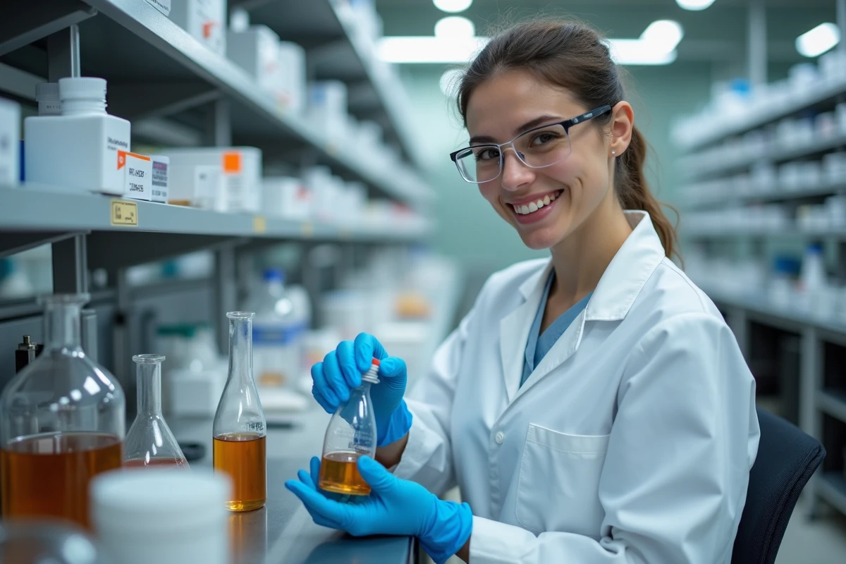 Scientifique en laboratoire analysant un échantillon d'eau polluée pour détecter des traces de contaminants environnementaux