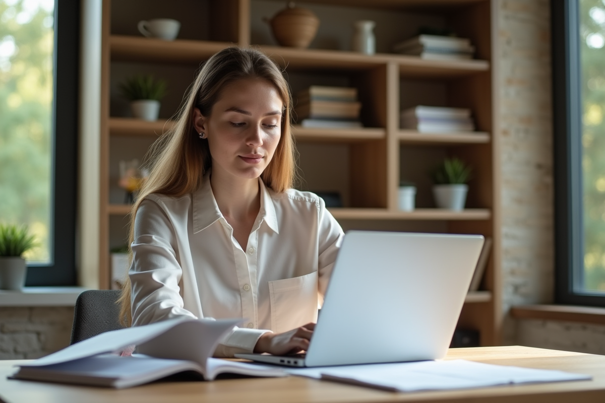 Jeune architecte travaillant sur un ordinateur dans un bureau moderne