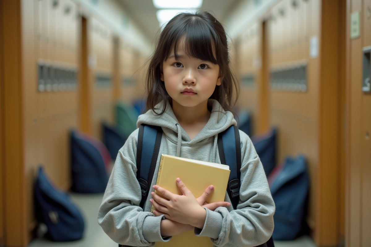 Fille de 10 ans dans un couloir d
