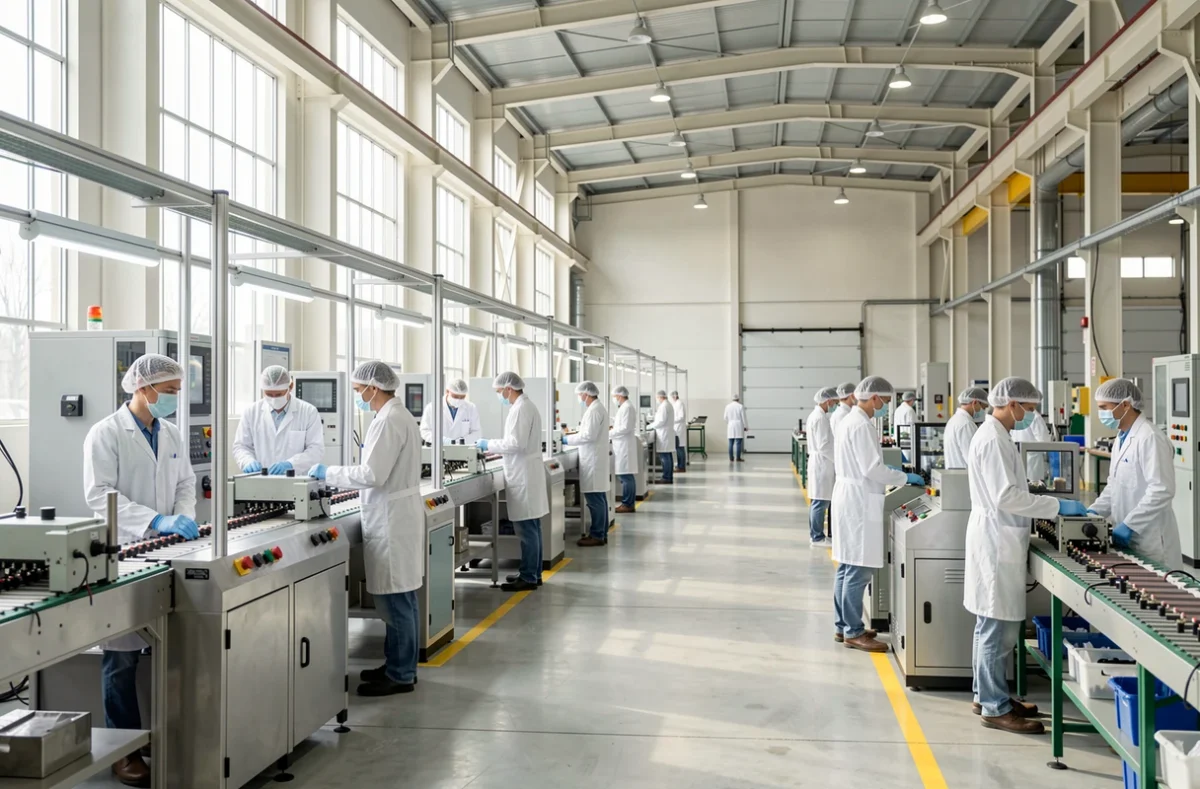 Salariés au travail dans un atelier de production adapté